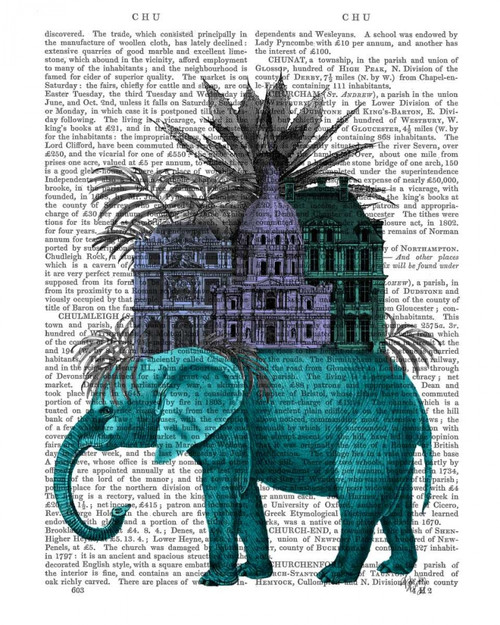 Stampa su tela Poster Fab Funky Elefante e Cittadella Stravagante Verticale